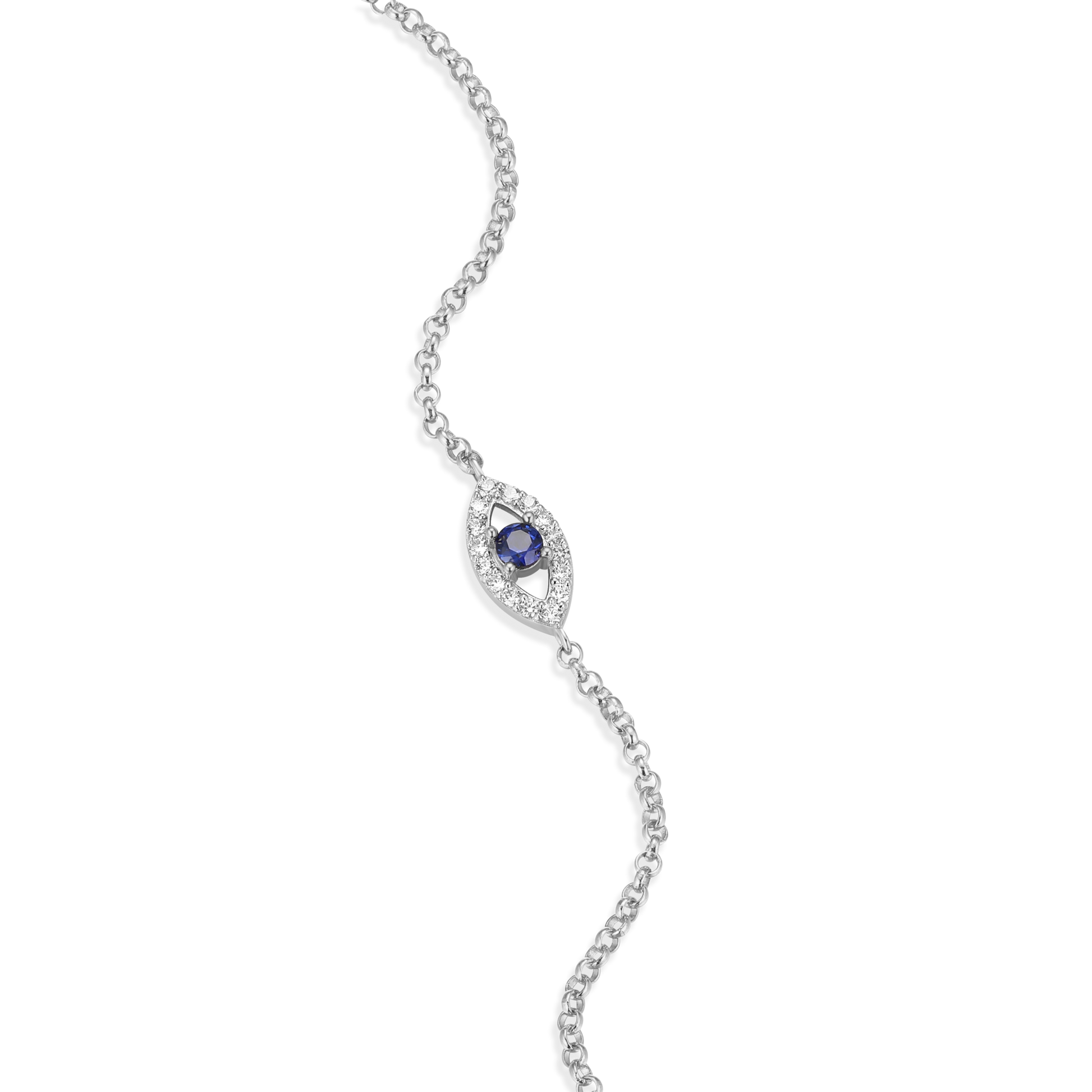 Evil Eye Bolo Bracelet in Rhodium-Plated Sterling Silver | M by Monte Luna