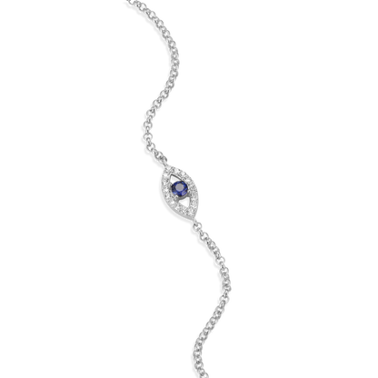 Evil Eye Bolo Bracelet in Rhodium-Plated Sterling Silver | M by Monte Luna