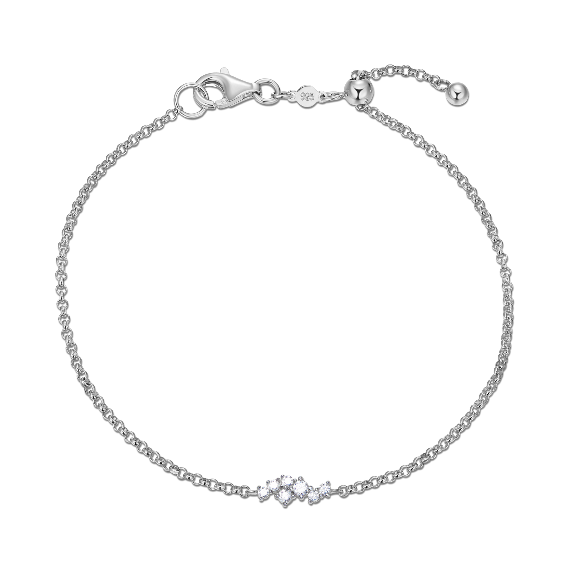 Scattered Lab-Created Diamond Bolo Bracelet in Rhodium-Plated Sterling Silver | M by Monte Luna