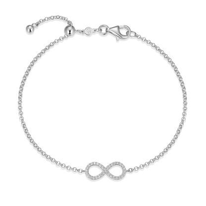 Infinity Bolo Bracelet in Rhodium-Plated Sterling Silver | M by Monte Luna