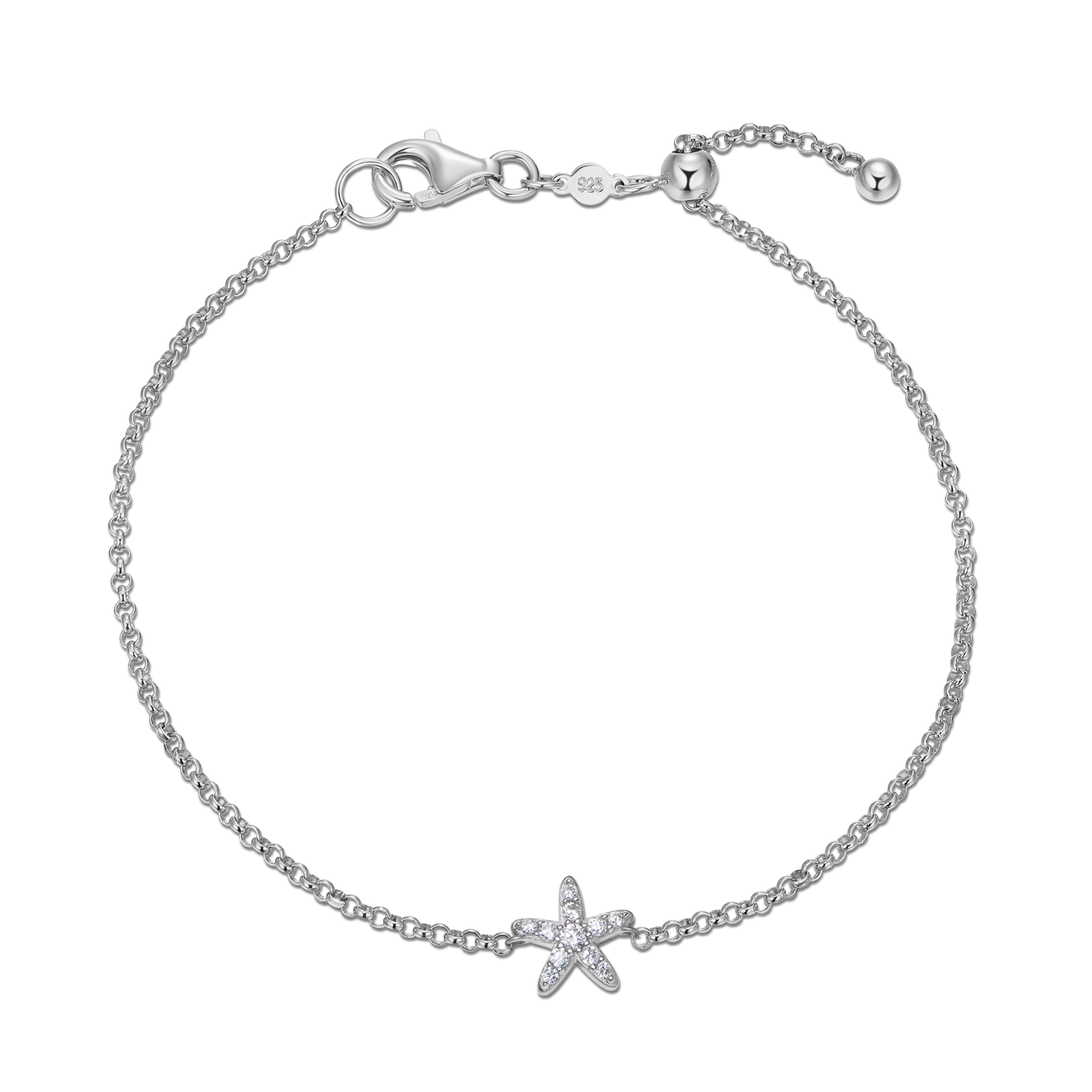 Starfish Bolo Bracelet in Rhodium-Plated Sterling Silver | M by Monte Luna
