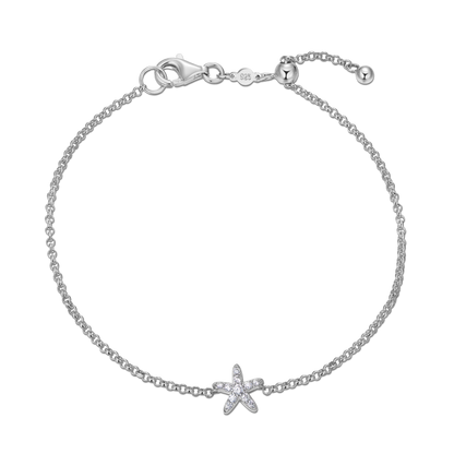 Starfish Bolo Bracelet in Rhodium-Plated Sterling Silver | M by Monte Luna
