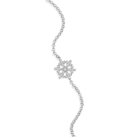 Snowflake Bolo Bracelet in Rhodium-Plated Sterling Silver | M by Monte Luna