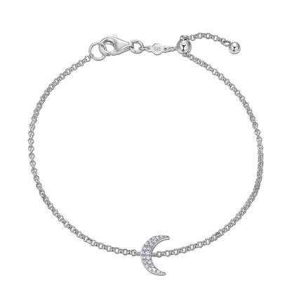 Crescent Bolo Bracelet in Rhodium-Plated Sterling Silver | M by Monte Luna