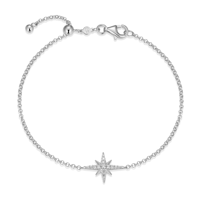 Cardinal Points Bolo Bracelet in Rhodium-Plated Sterling Silver | M by Monte Luna