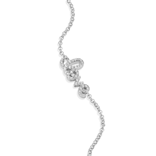 Love Pendant Bolo Bracelet in Rhodium-Plated Sterling Silver | M by Monte Luna