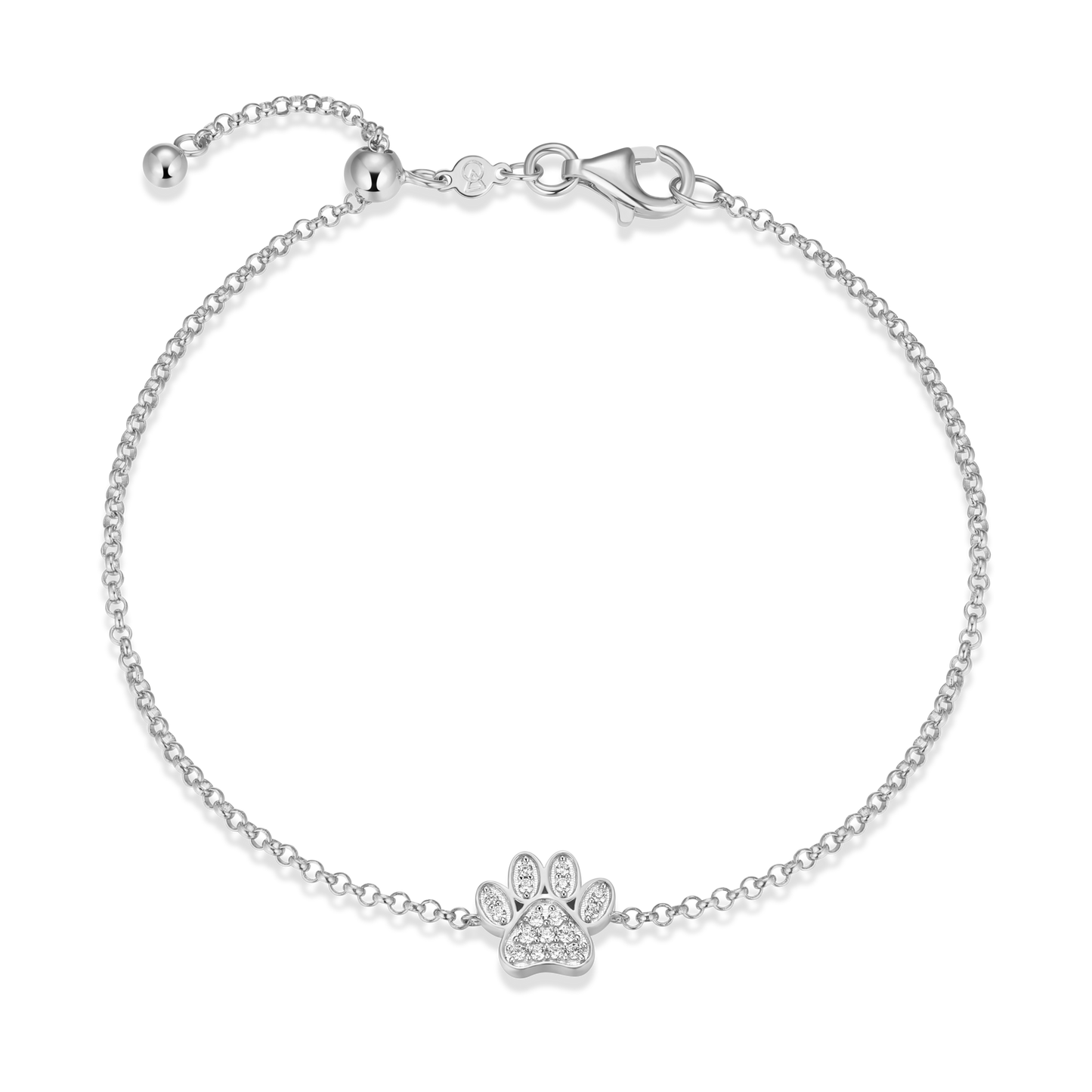 Paw Print Bolo Bracelet in Rhodium-Plated Sterling Silver | M by Monte Luna