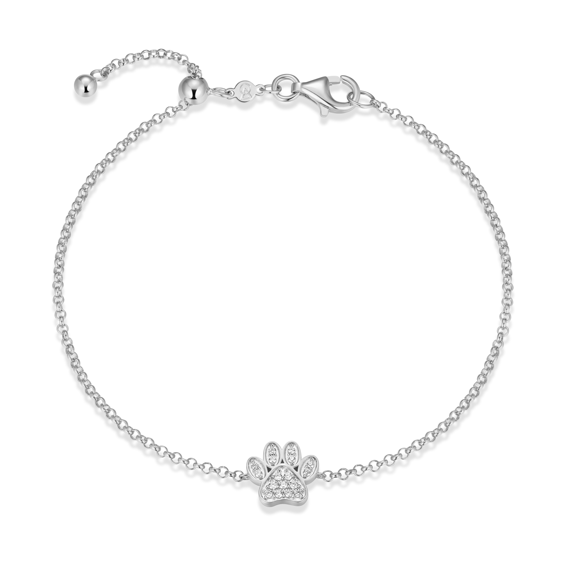 Paw Print Bolo Bracelet in Rhodium-Plated Sterling Silver | M by Monte Luna
