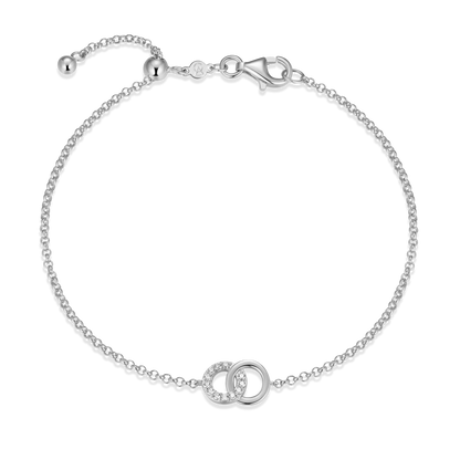 Twin Circle Bolo Bracelet in Rhodium-Plated Sterling Silver | M by Monte Luna