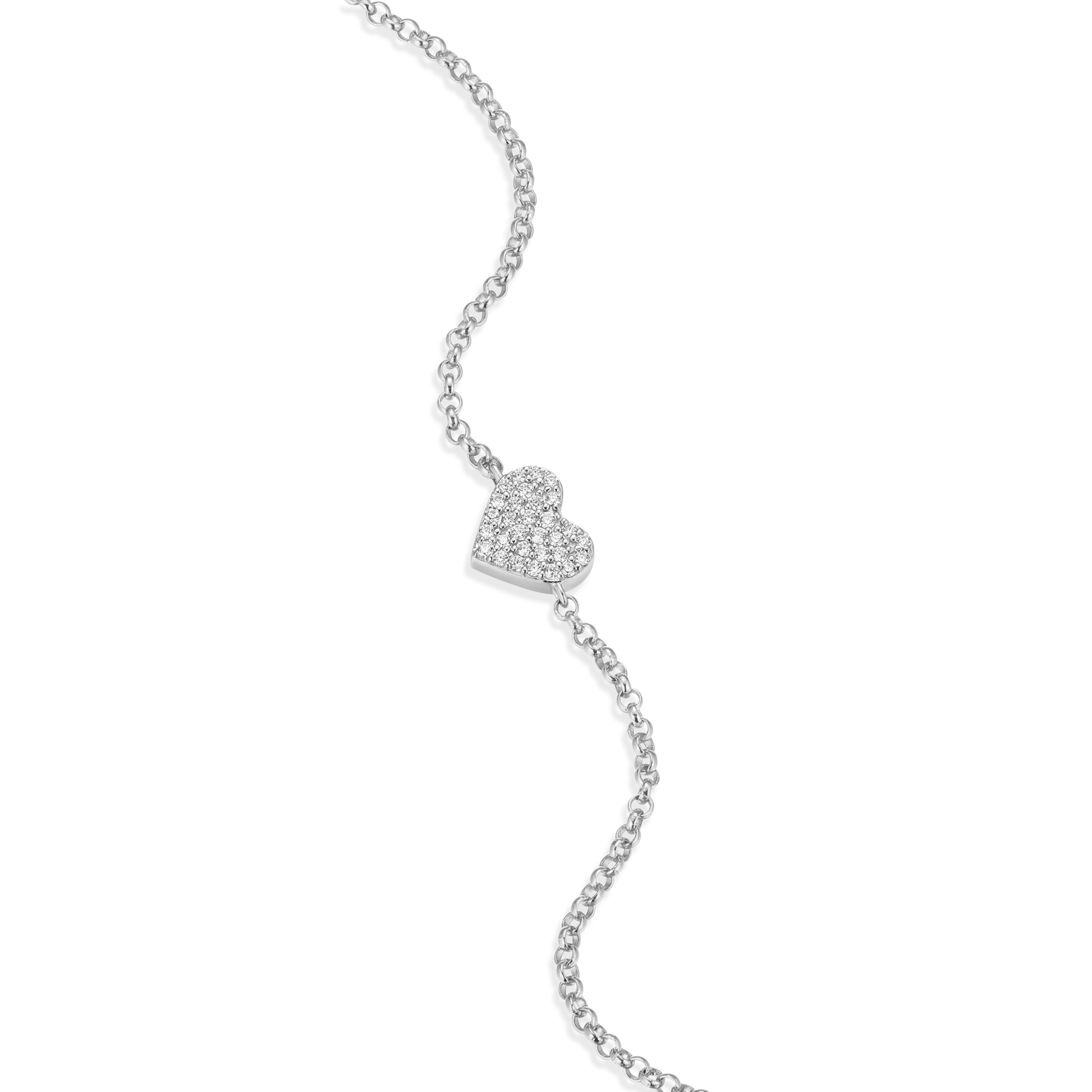 Pave Heart Pendant Bolo Bracelet in Rhodium-Plated Sterling Silver | M by Monte Luna