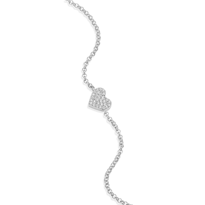 Pave Heart Pendant Bolo Bracelet in Rhodium-Plated Sterling Silver | M by Monte Luna