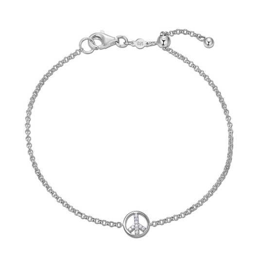 Peace Bolo Bracelet in Rhodium-Plated Sterling Silver | M by Monte Luna