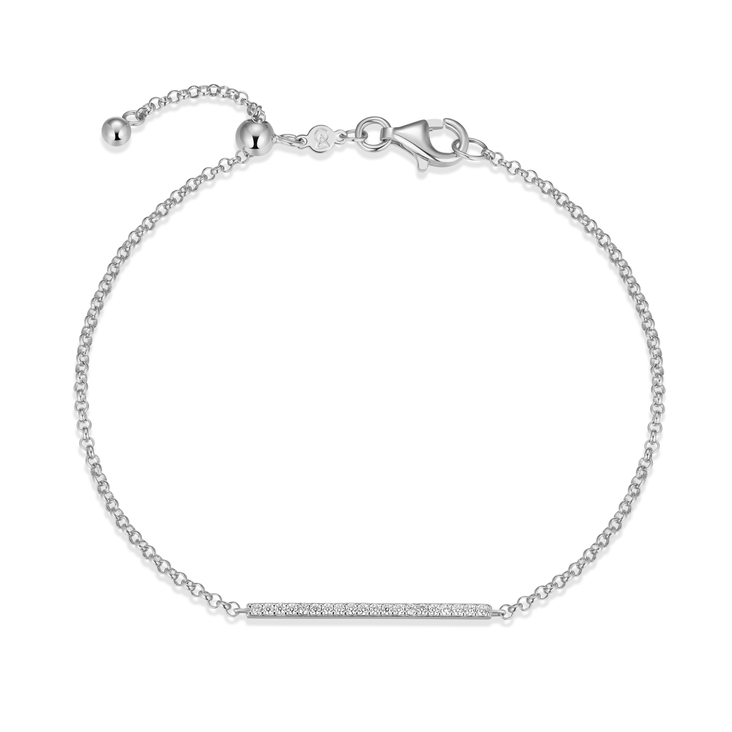 Pave Bar Bolo Bracelet in Rhodium-Plated Sterling Silver | M by Monte Luna
