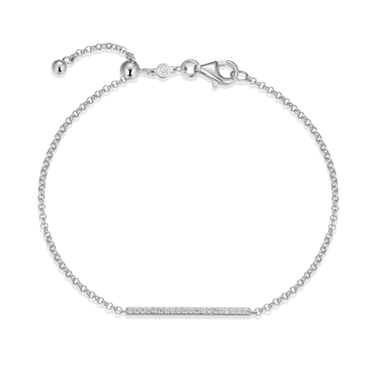 Pave Bar Bolo Bracelet in Rhodium-Plated Sterling Silver | M by Monte Luna