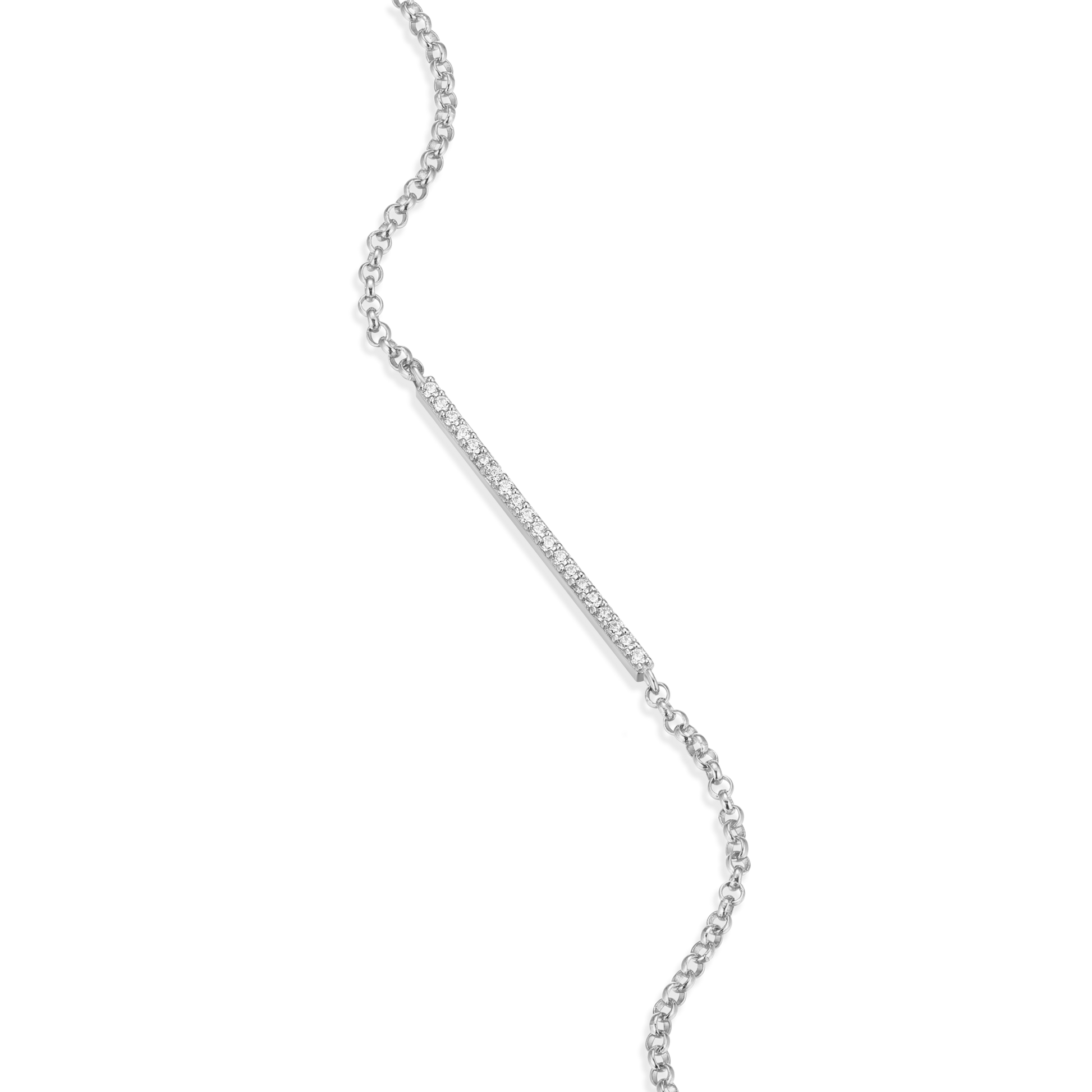 Pave Bar Bolo Bracelet in Rhodium-Plated Sterling Silver | M by Monte Luna