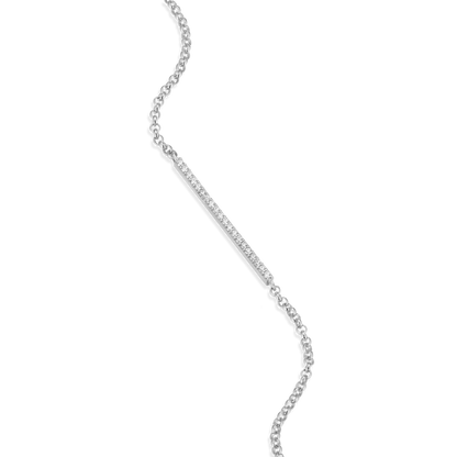 Pave Bar Bolo Bracelet in Rhodium-Plated Sterling Silver | M by Monte Luna