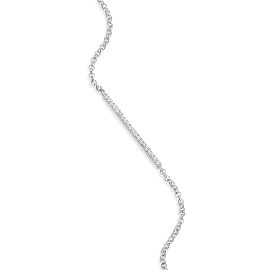 Pave Bar Bolo Bracelet in Rhodium-Plated Sterling Silver | M by Monte Luna