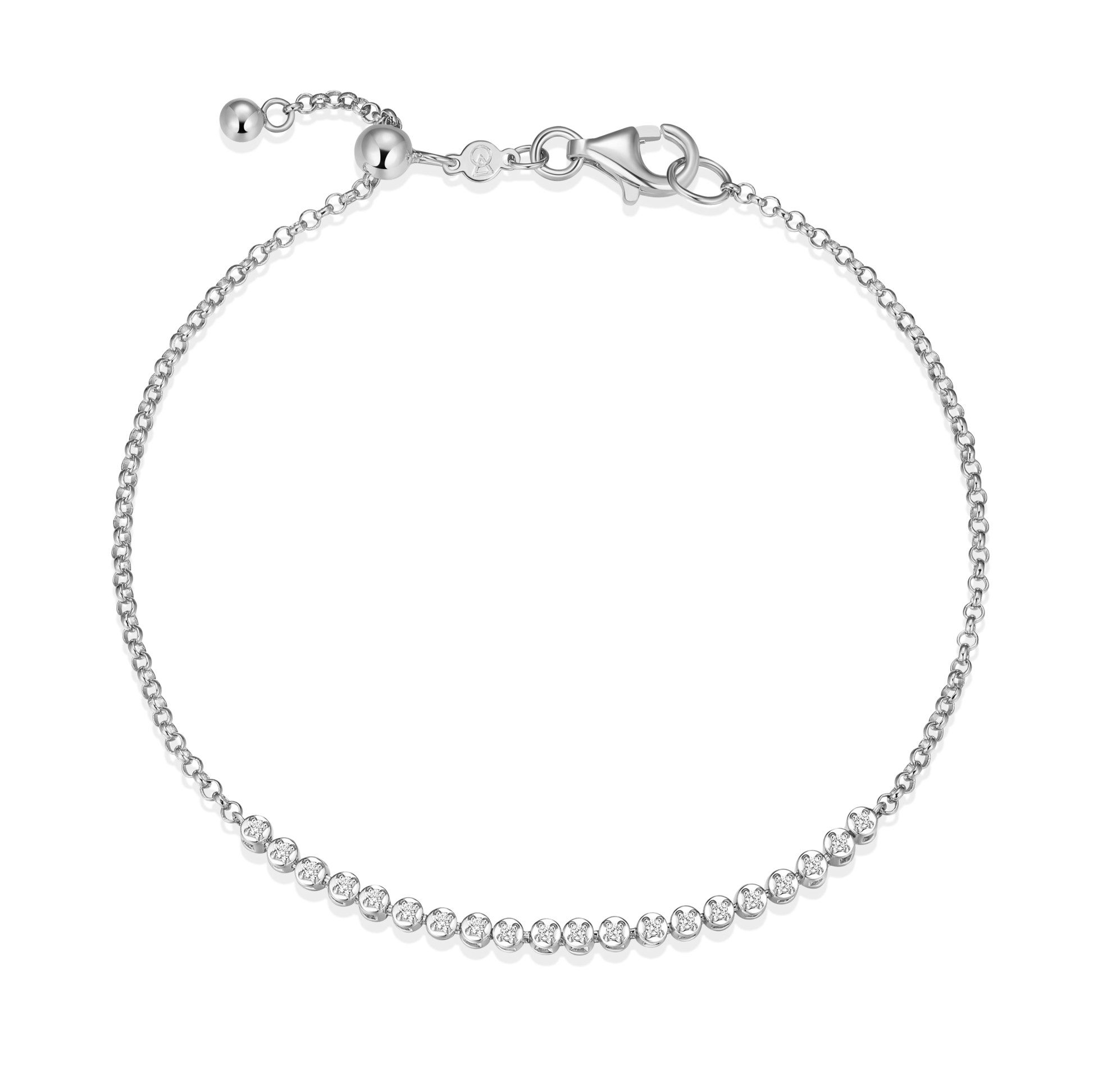 Lab-Created Diamond Line Tennis Bolo Bracelet in Rhodium-Plated Sterling Silver | M by Monte Luna