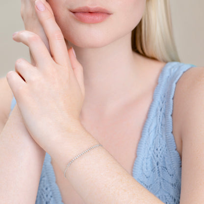 Lab-Created Diamond Line Tennis Bolo Bracelet in Rhodium-Plated Sterling Silver | M by Monte Luna