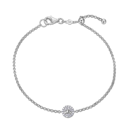 Lotus Tag Bolo Bracelet in Rhodium-Plated Sterling Silver | M by Monte Luna