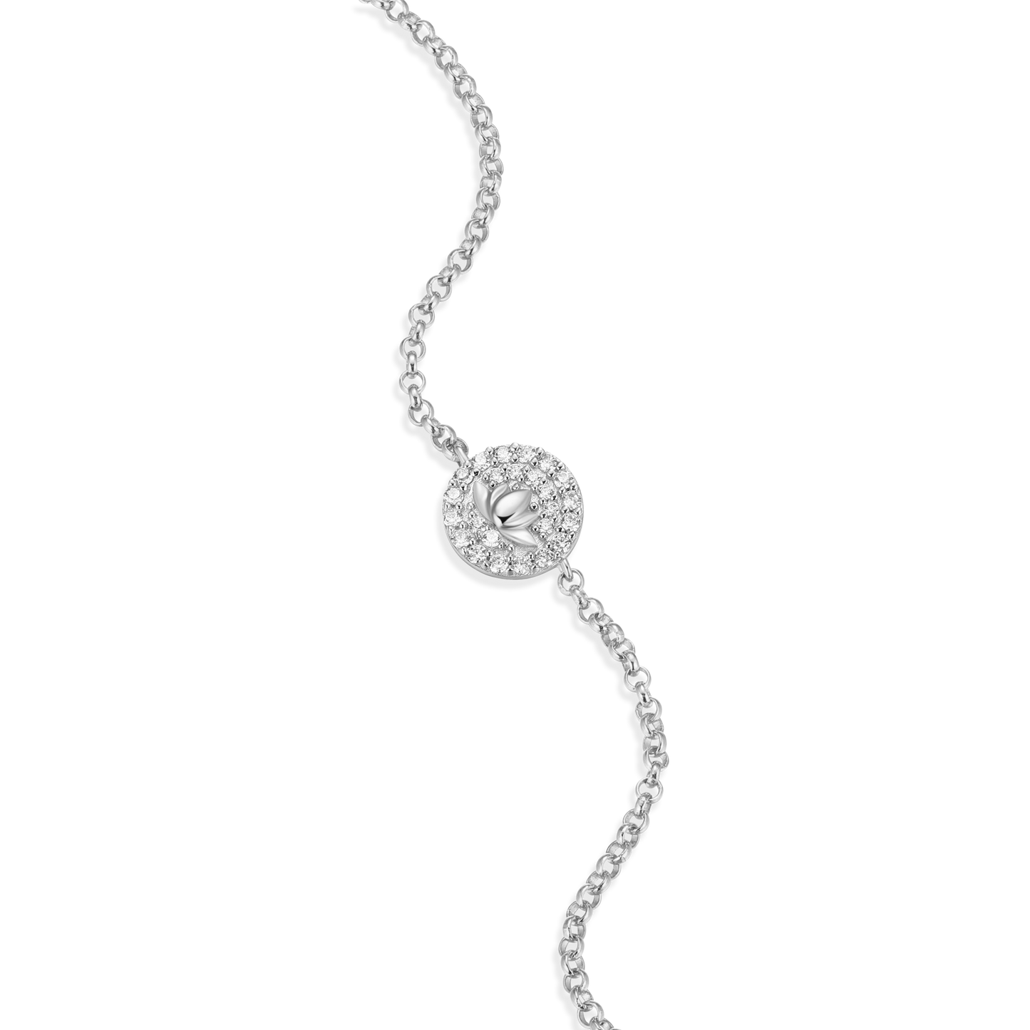Lotus Tag Bolo Bracelet in Rhodium-Plated Sterling Silver | M by Monte Luna