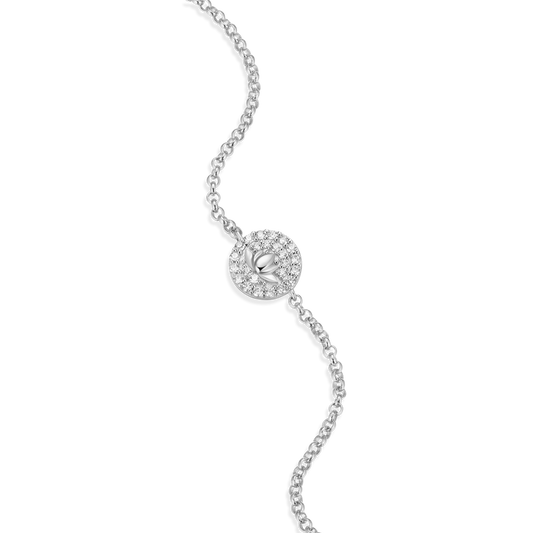 Lotus Tag Bolo Bracelet in Rhodium-Plated Sterling Silver | M by Monte Luna
