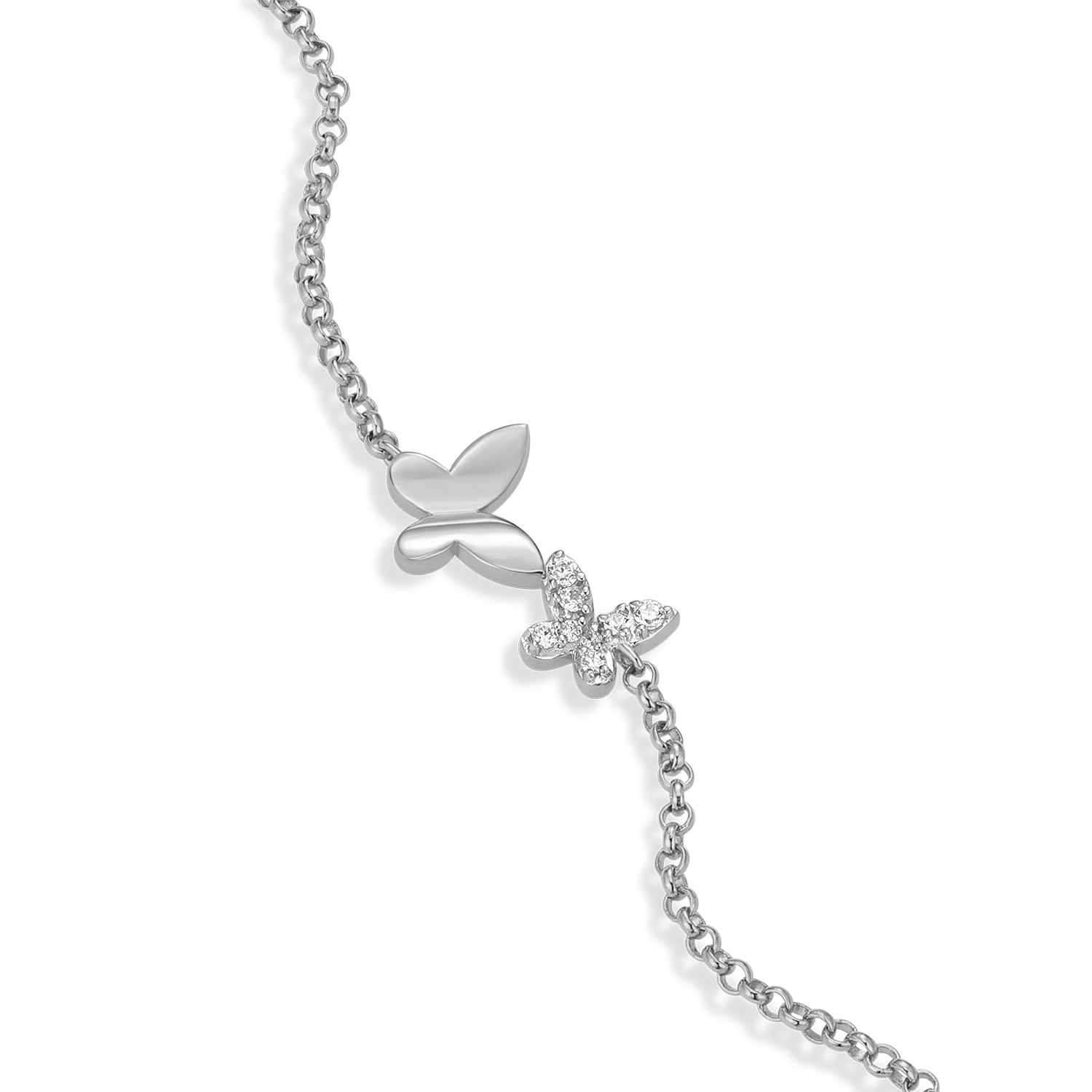 Twin Butterfly Lab-Created Diamond Bolo Bracelet in Rhodium-Plated Sterling Silver | M by Monte Luna