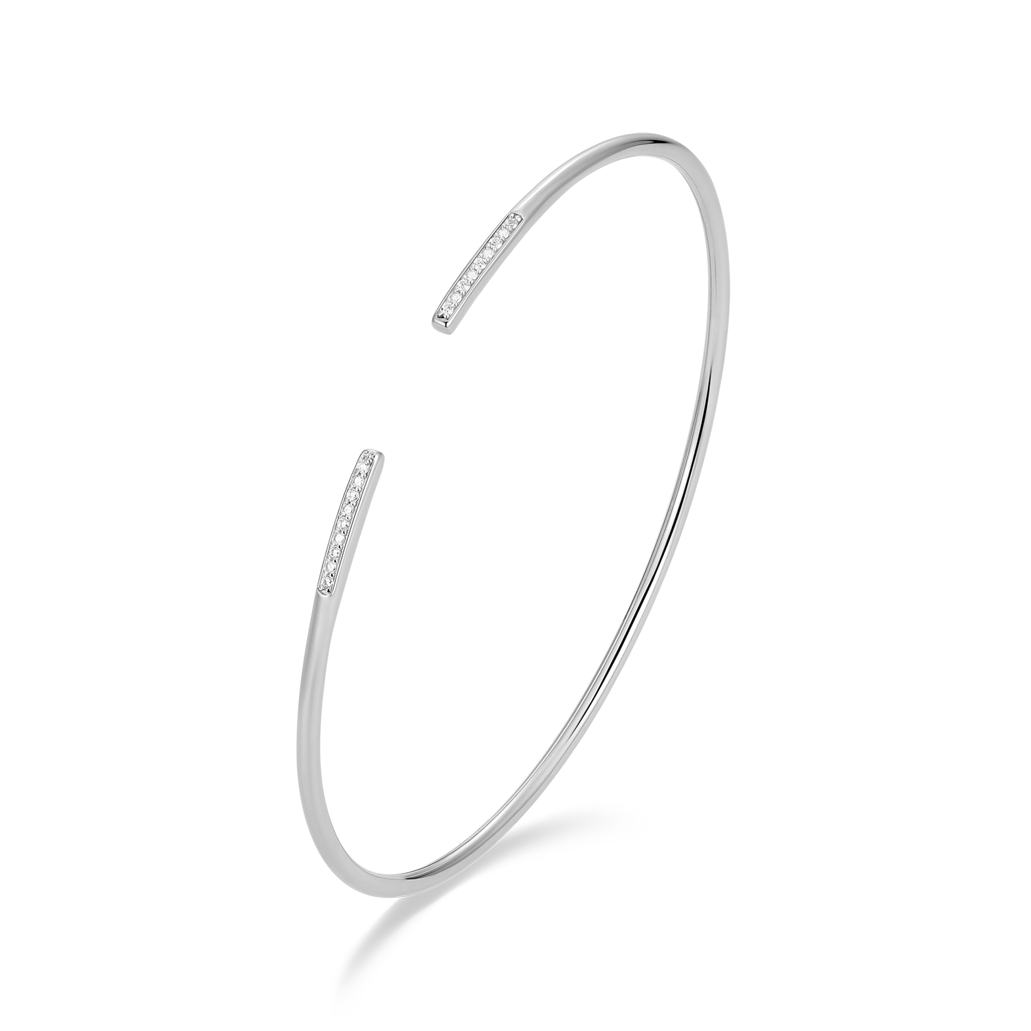 Pave Minimalist Lab-Created Diamond Flex Cuff Bracelet in Rhodium-Plated Sterling Silver | M by Monte Luna