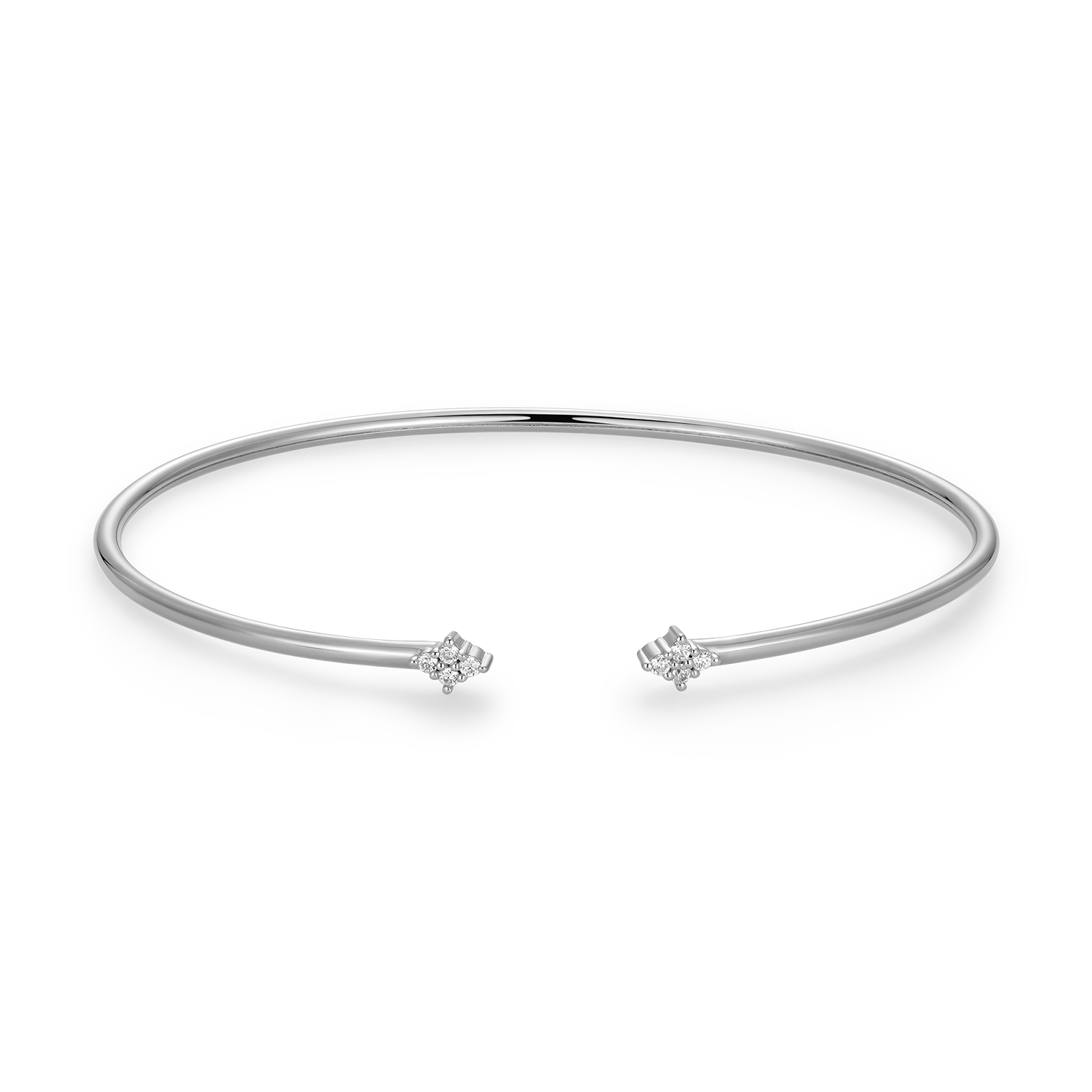 Four Cluster Lab-Created Diamond Flex Cuff Bracelet in Rhodium-Plated Sterling Silver | M by Monte Luna