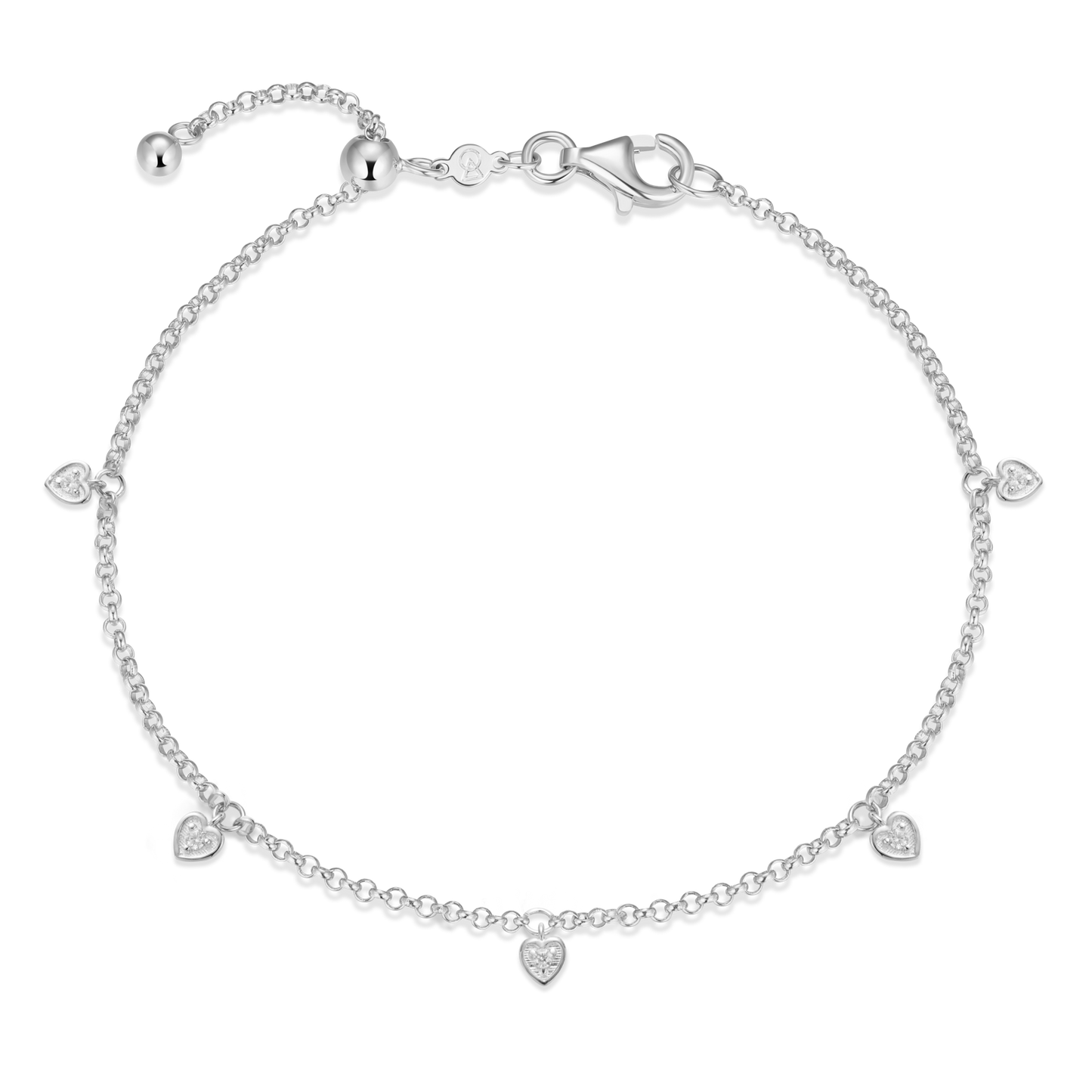 Dangling Hearts Bolo Bracelet in Rhodium-Plated Sterling Silver | M by Monte Luna