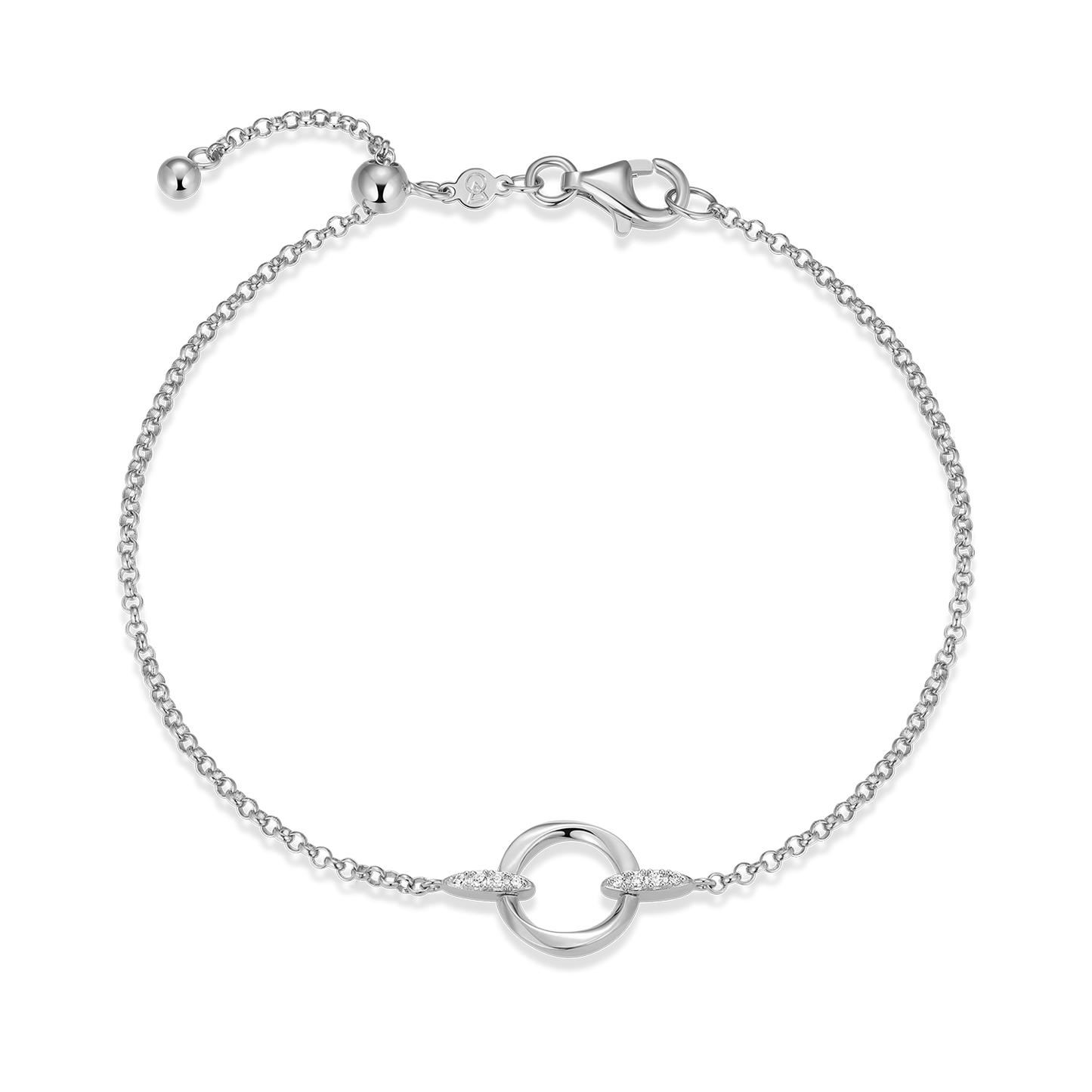Knife Edge Circle Link Lab-Created Diamond Bolo Bracelet in Rhodium-Plated Sterling Silver | M by Monte Luna