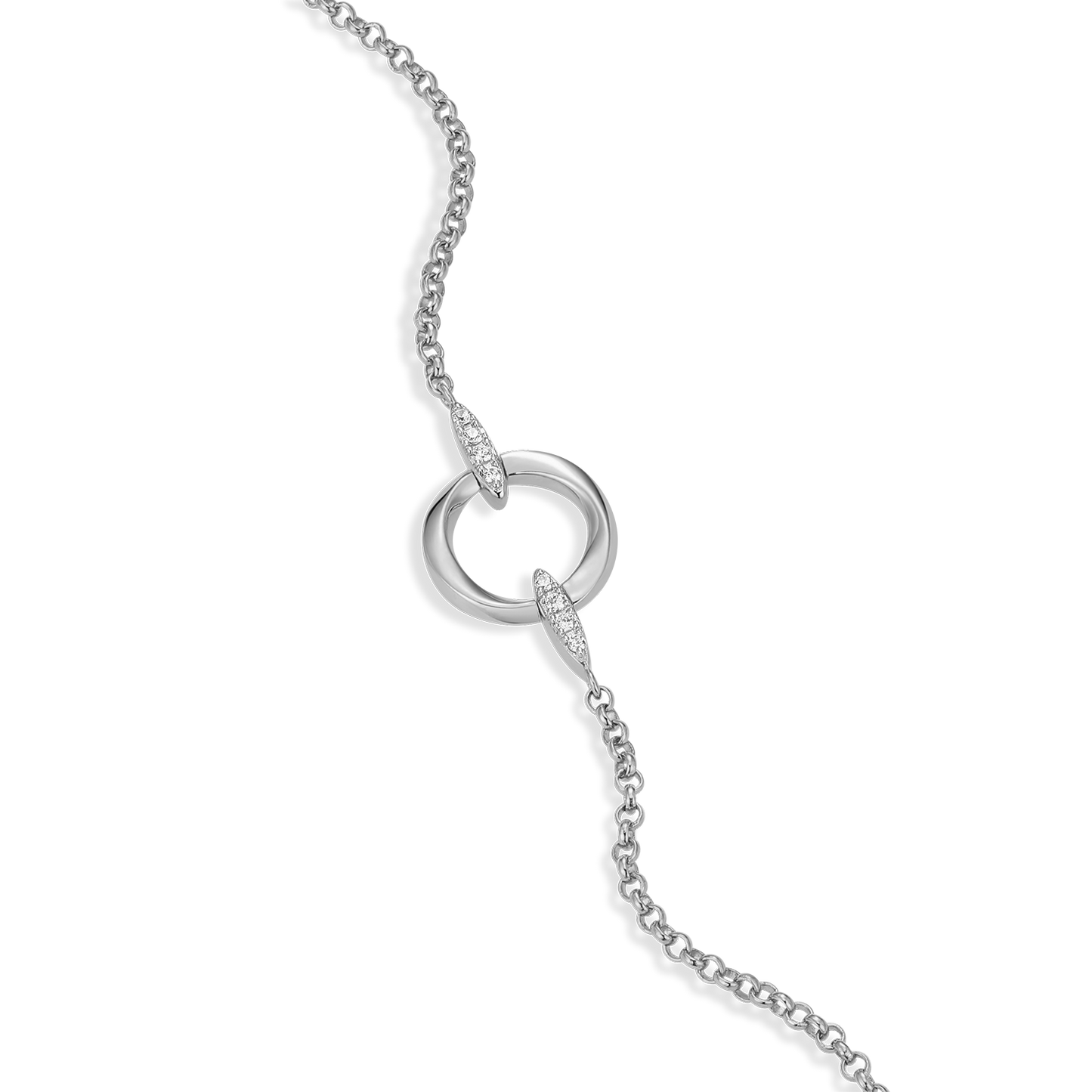 Knife Edge Circle Link Lab-Created Diamond Bolo Bracelet in Rhodium-Plated Sterling Silver | M by Monte Luna