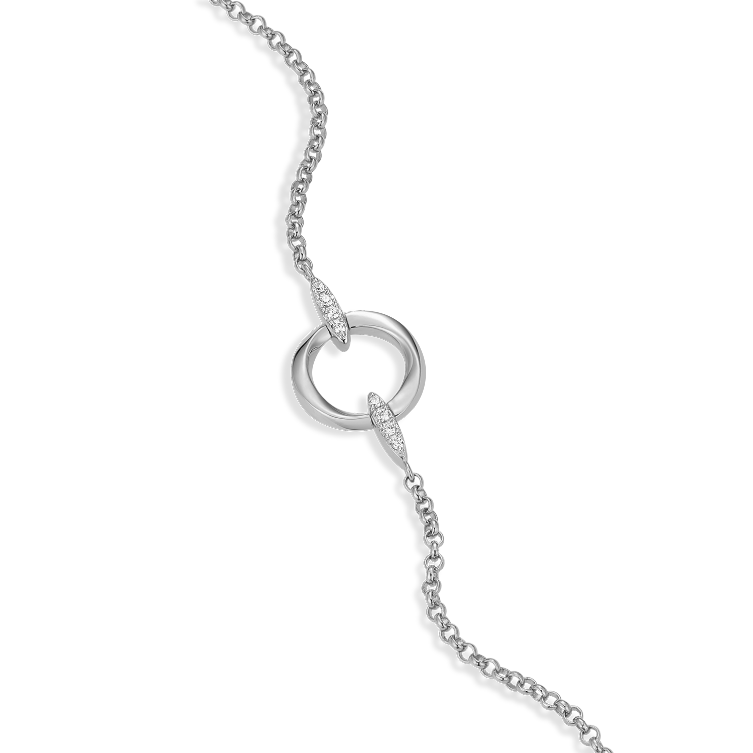 Knife Edge Circle Link Lab-Created Diamond Bolo Bracelet in Rhodium-Plated Sterling Silver | M by Monte Luna
