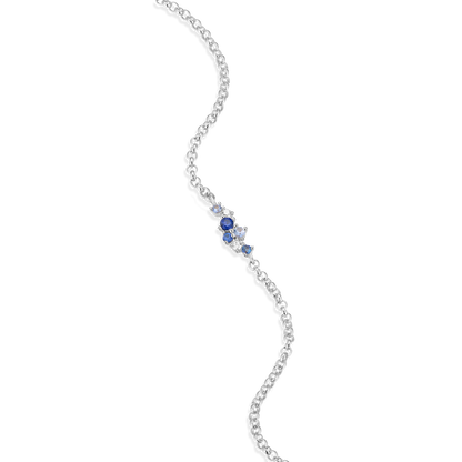 Scattered Ombre Lab-Created Sapphire & Diamond Bolo Bracelet in Rhodium-Plated Sterling Silver | M by Monte Luna