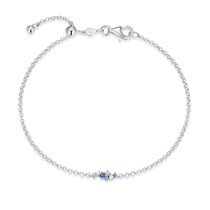 Scattered Ombre Lab-Created Sapphire & Diamond Bolo Bracelet in Rhodium-Plated Sterling Silver | M by Monte Luna