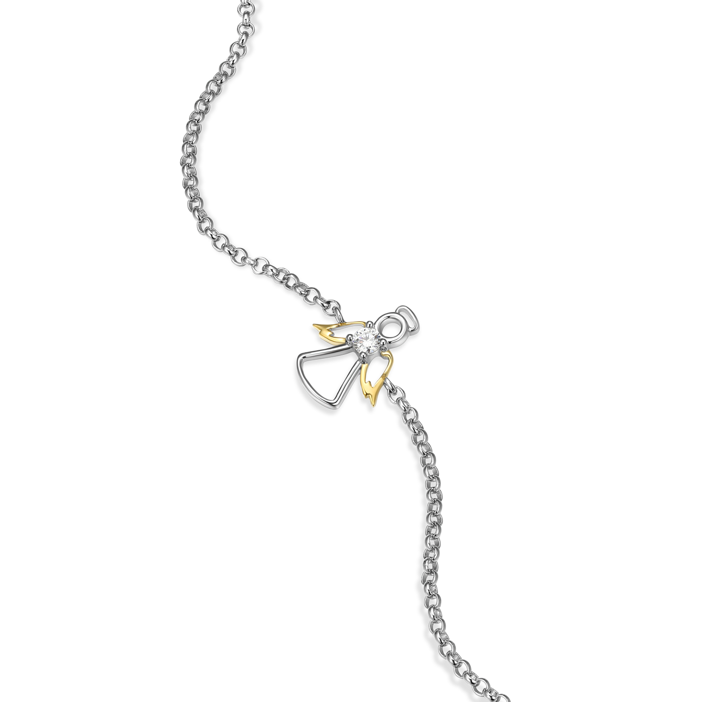 Angel Pendant Lab-Created Diamond Bolo Bracelet in Rhodium & 14K Gold-Plated Sterling Silver | M by Monte Luna
