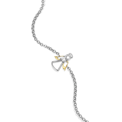 Angel Pendant Lab-Created Diamond Bolo Bracelet in Rhodium & 14K Gold-Plated Sterling Silver | M by Monte Luna