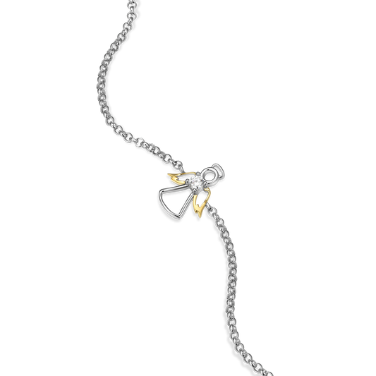 Angel Pendant Lab-Created Diamond Bolo Bracelet in Rhodium & 14K Gold-Plated Sterling Silver | M by Monte Luna