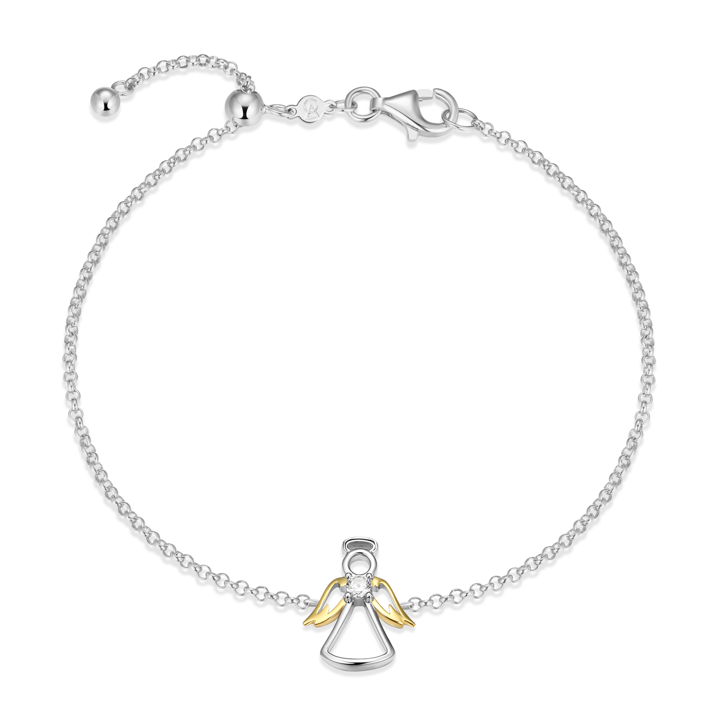 Angel Pendant Lab-Created Diamond Bolo Bracelet in Rhodium & 14K Gold-Plated Sterling Silver | M by Monte Luna