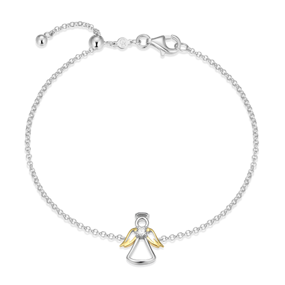 Angel Pendant Lab-Created Diamond Bolo Bracelet in Rhodium & 14K Gold-Plated Sterling Silver | M by Monte Luna