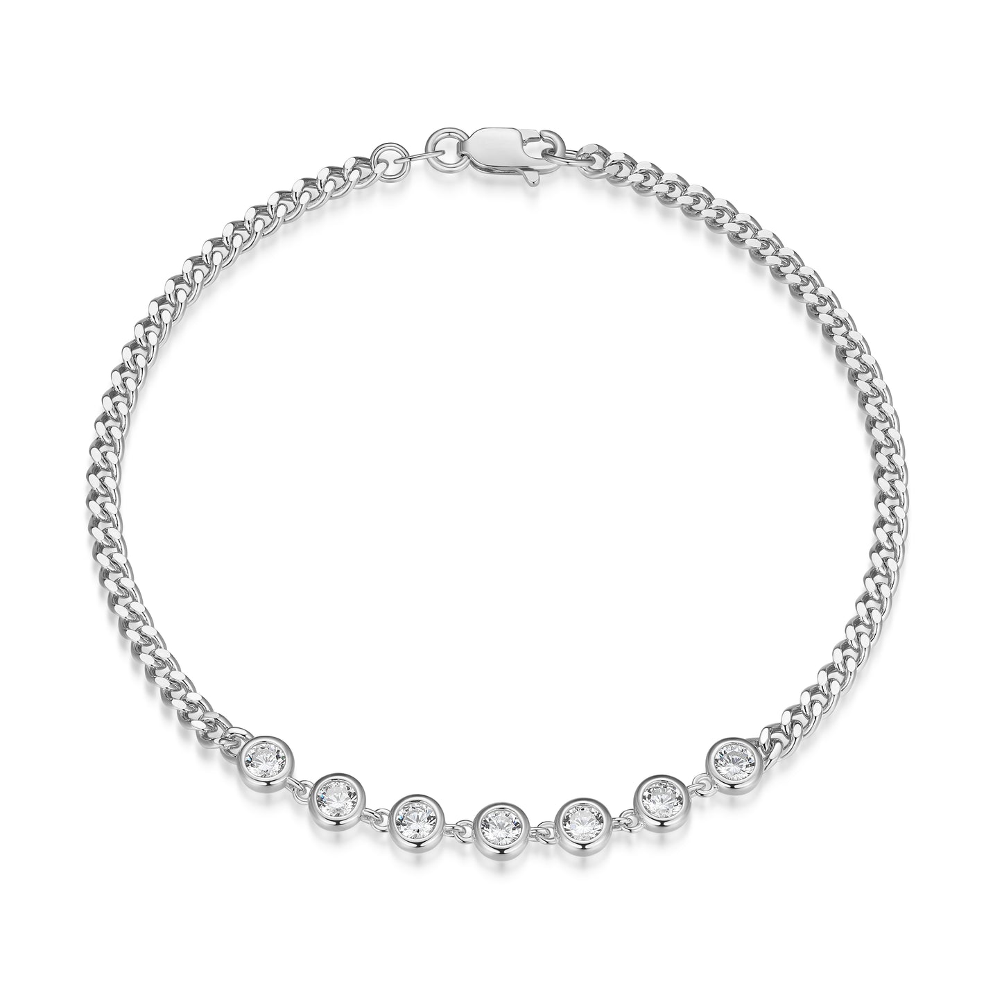 RB0193W - Station CZ Cuban Chain Bracelet | reign