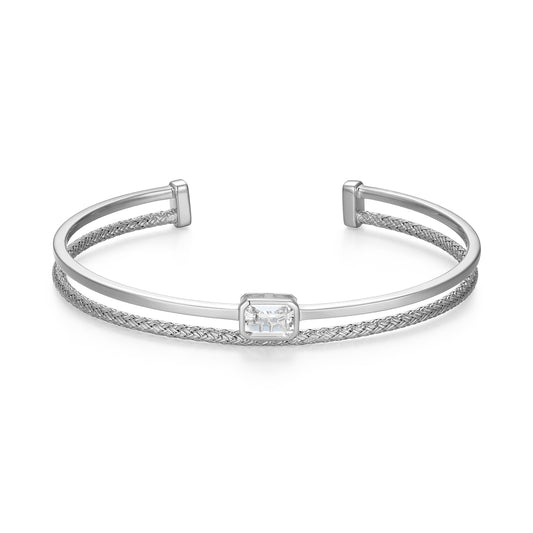 CB0206 - Dual-Band Created White Sapphire Original Mesh Cuff | charles garnier