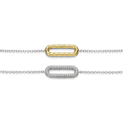 CB0222 - Reversible Pavé-Quilted Paperclip Bracelet | Paris 1901