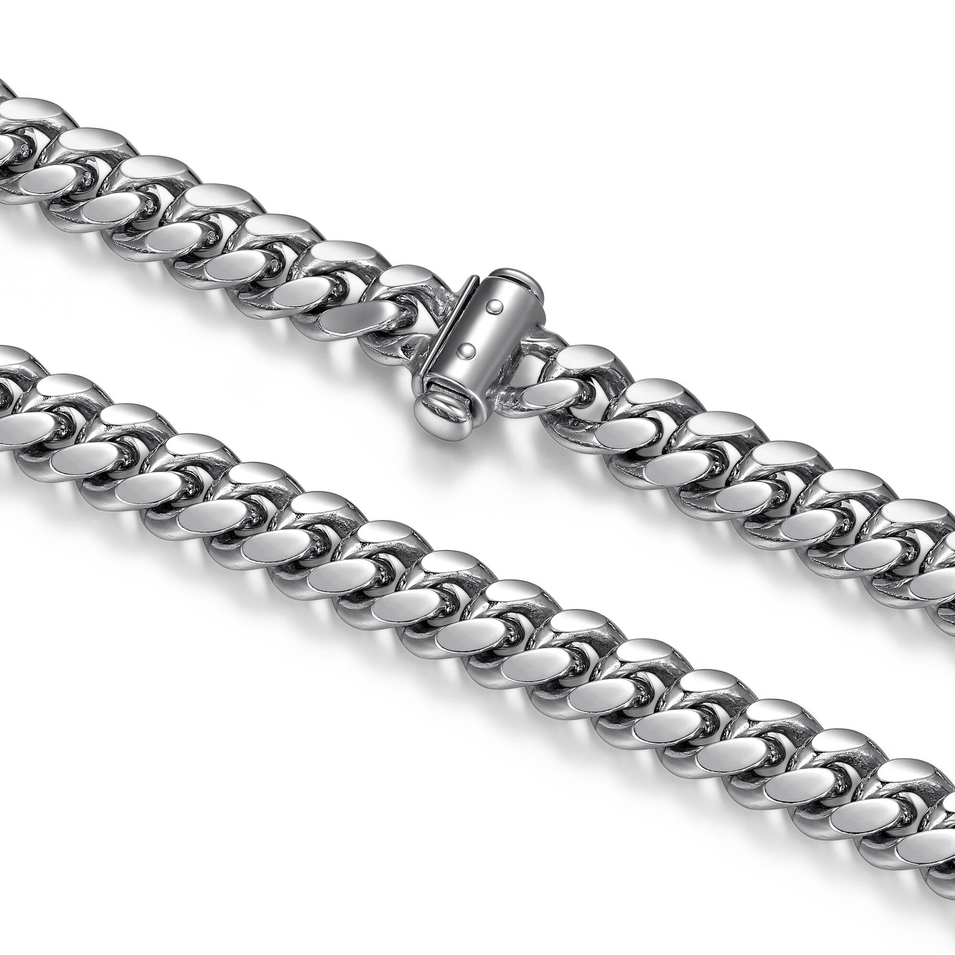 Italian Chain Rhodium Plated Oval Curb Bracelet with Push Lock - 8.5" - UB32 | ethos