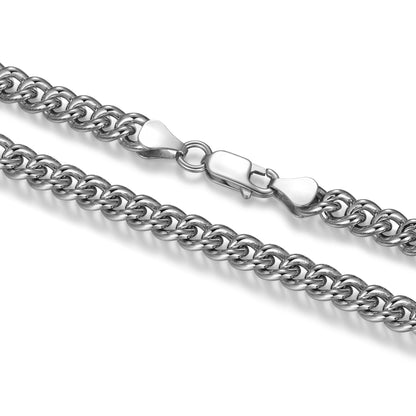Italian Chain Rhodium Plated Curb Bracelet - 8.5" - UB36 | ethos