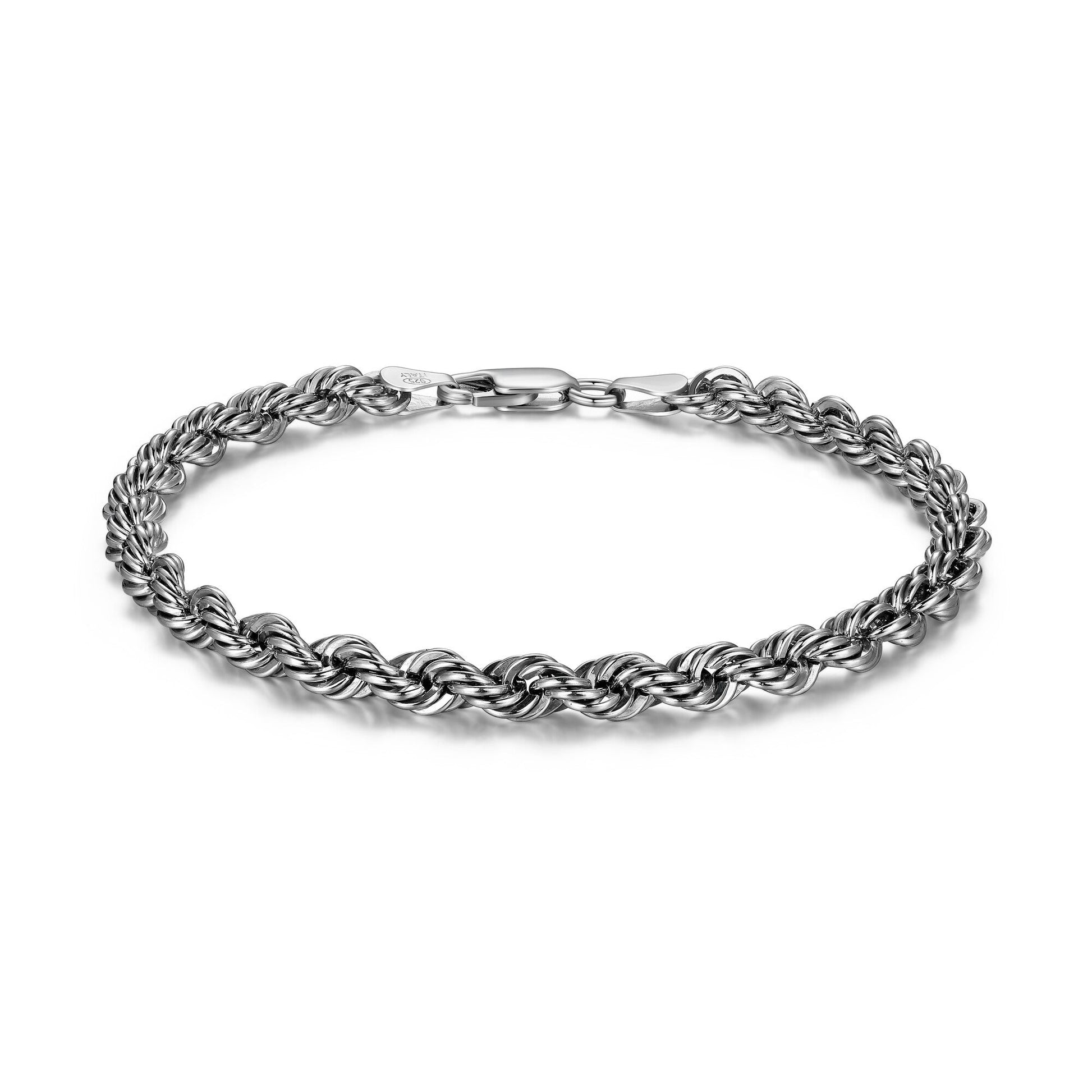 Italian Chain Rhodium Plated Silk Rope Bracelet - 8.5" - UB40 | ethos