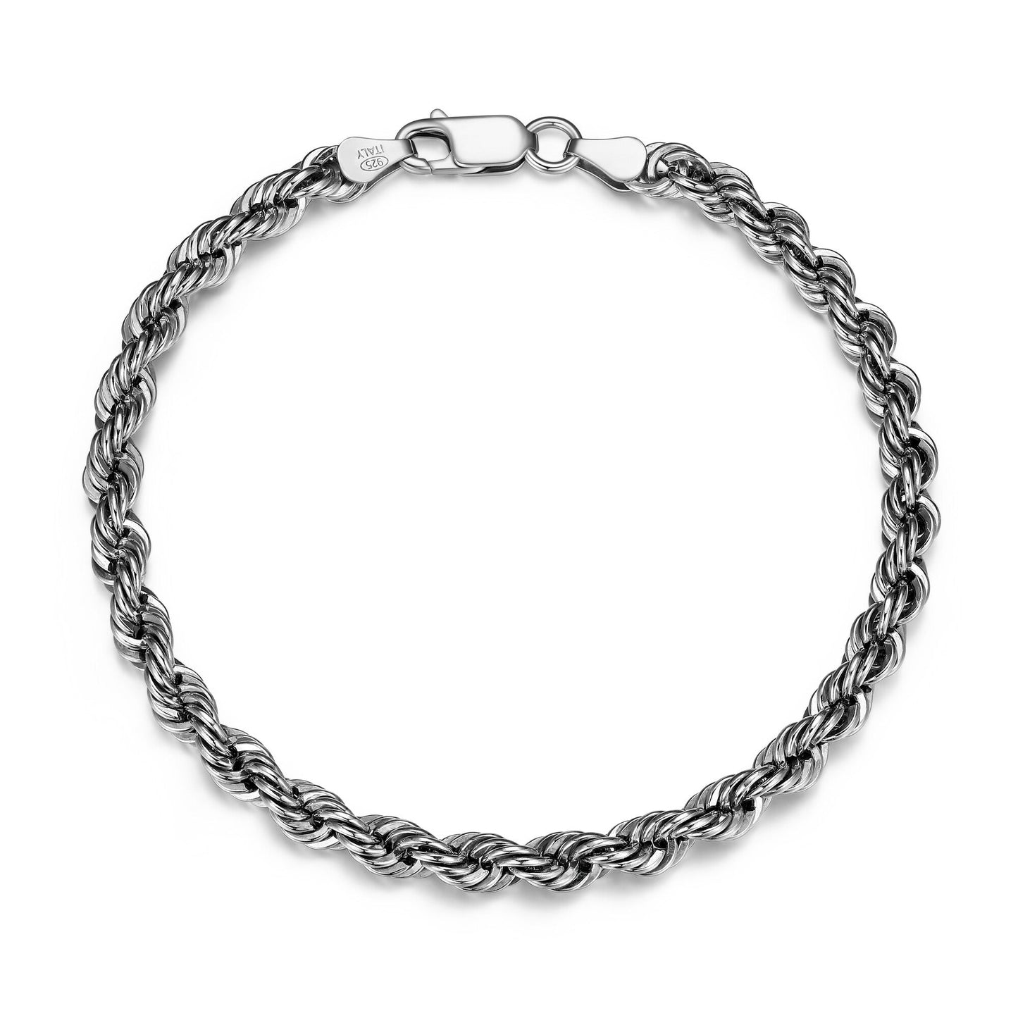 Italian Chain Rhodium Plated Silk Rope Bracelet - 8.5" - UB40 | ethos