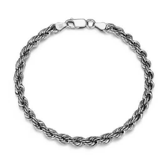 Italian Chain Rhodium Plated Silk Rope Bracelet - 8.5" - UB40 | ethos