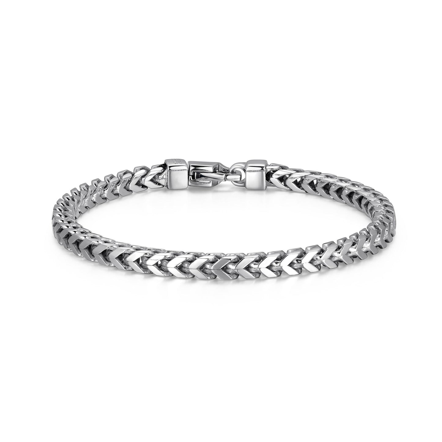Italian Chain Rhodium Plated 4-Side Franco Chain Bracelet - 8.5" - UB0002M | ethos