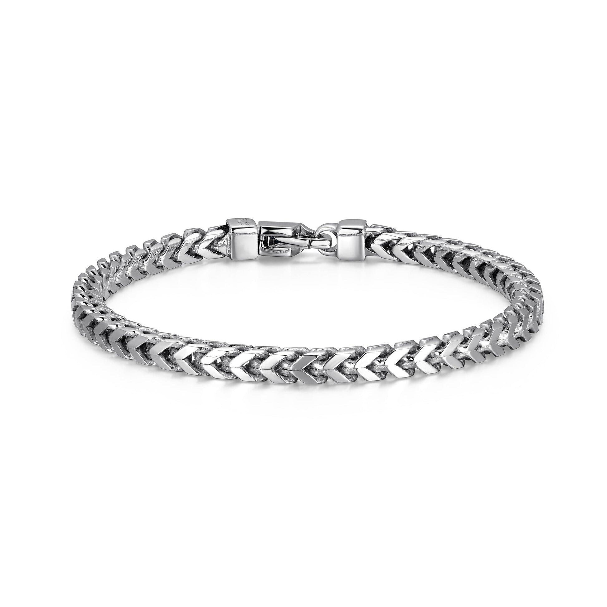 Italian Chain Rhodium Plated 4-Side Franco Chain Bracelet - 8.5" - UB0002M | ethos